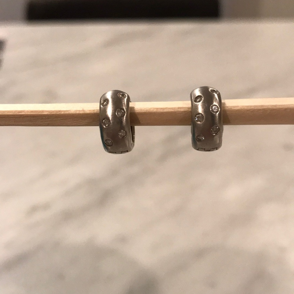 GENUINE REVERSIBLE WHITE GOLD DIAMOND HUGGIES